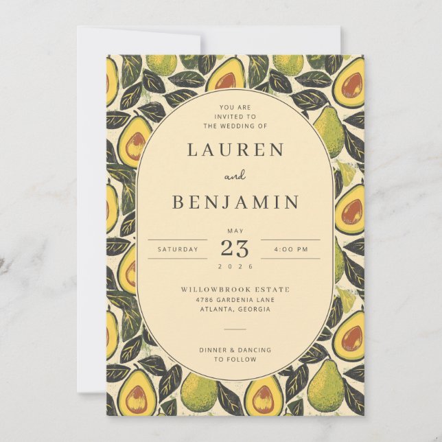 Invitation Rustic Green Avocado Border (Devant)