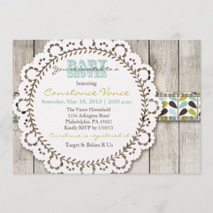 Invitation Rustic Green Blue Baby Shower