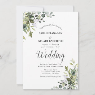 Invitation Rustic Green Eucalyptus Arch Photo QR Code Mariage