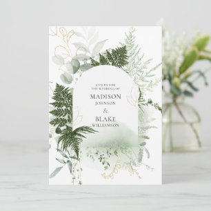 Invitation Rustic Green Gold Mariage