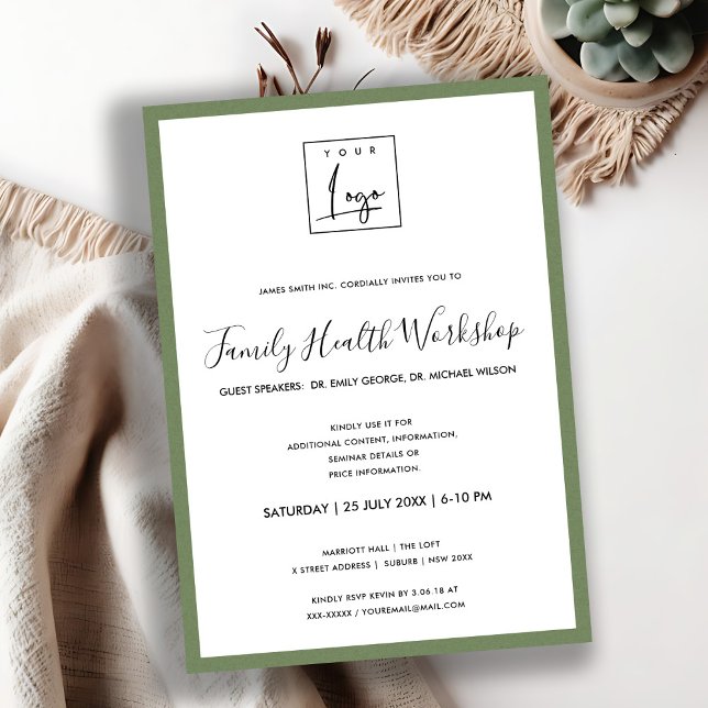 INVITATION RUSTIC GREEN KRAFT VOTRE ATELIER DE LOGO GALA ÉVÉN (Créateur téléchargé)