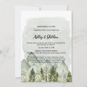 Invitation Rustic Green Pine Tree Mountain OutdoorsMariage