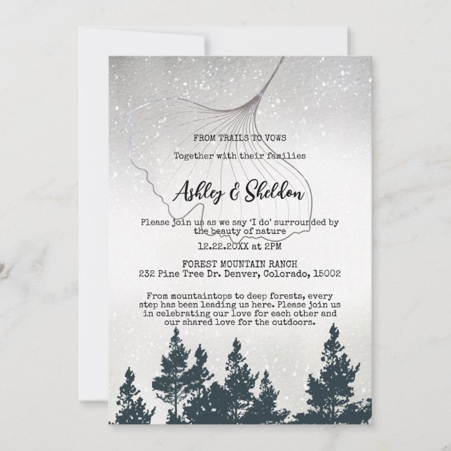 Invitation Rustic Green Pine Tree Mountain OutdoorsMariage (Devant)