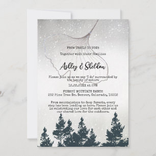 Invitation Rustic Green Pine Tree Mountain OutdoorsMariage