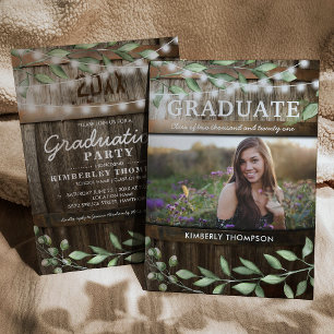 Invitation Rustic Greenery Photo 2023 Graduation Party