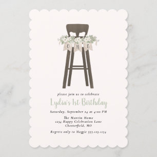 Invitation Rustic High Chair Premier anniversaire