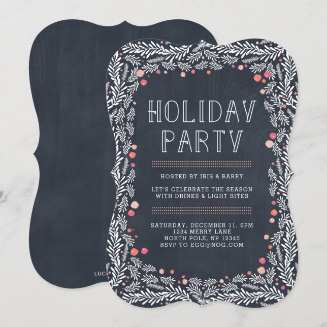 Invitation Rustic Holiday Party (Devant / Derrière)