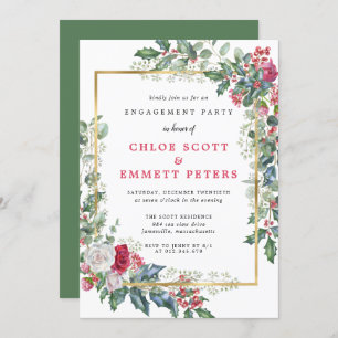 Invitation Rustic Holly Berries