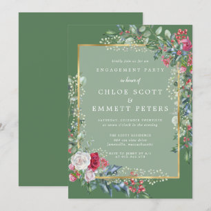 Invitation Rustic Holly Berries