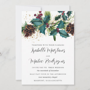 Invitation Rustic Holly et Berries Mariage botanique d'hiver
