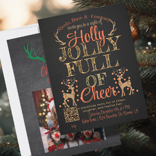 Invitation Rustic Holly & Jolly Family Photo Party