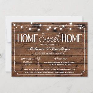 Invitation Rustic Home Sweet Home Lumières de chauffage domes