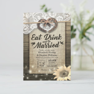Invitation Rustic Horseshoe Lace EAT Boire Soyez Marié Mariag