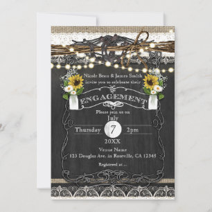 Invitation Rustic Horseshoes & Fleurs Country FIANÇAILLES