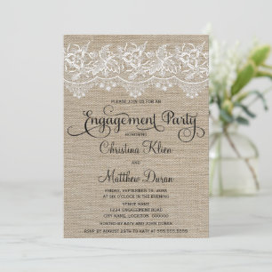 Invitation Rustic Jute et Lace Engagement Party
