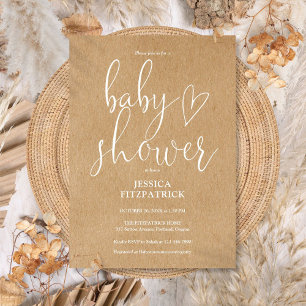 Invitation Rustic Kraft Boho Baby shower neutre entre les sex