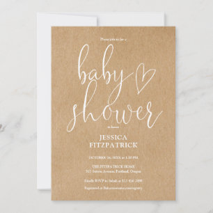 Invitation Rustic Kraft Boho Baby shower neutre entre les sex