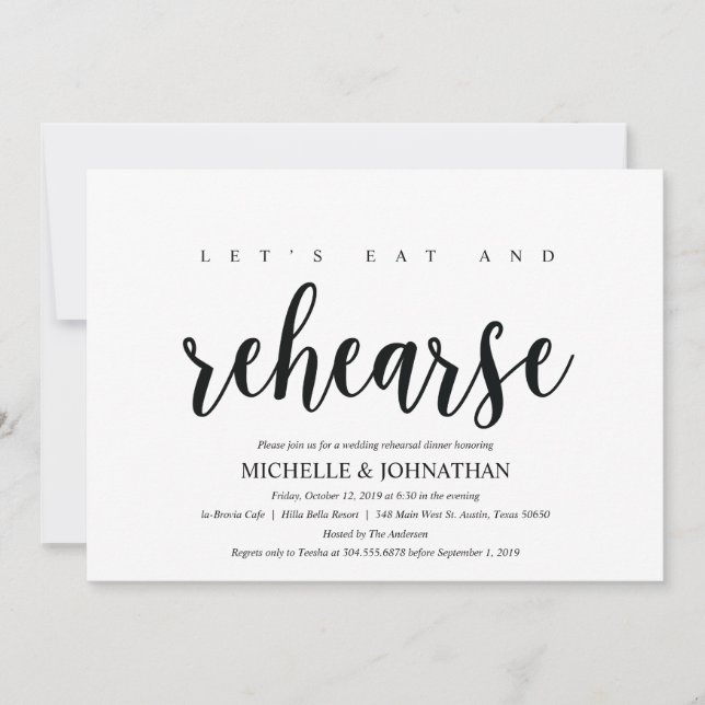 Invitation Rustic Kraft Mariage Dîner de répétition Invitatio (Devant)