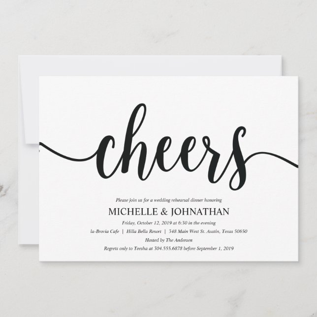 Invitation Rustic Kraft Mariage Dîner de répétition Invitatio (Devant)