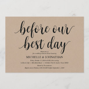 Invitation Rustic Kraft Mariage Dîner de répétition Invitatio