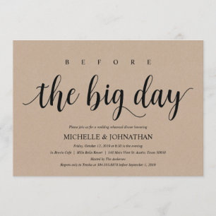 Invitation Rustic Kraft Mariage Dîner de répétition Invitatio