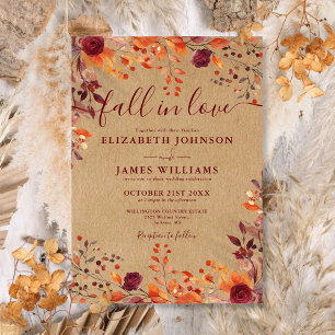 Invitation Rustic Kraft Tombe Dans L'Amour Automne Floral Mar