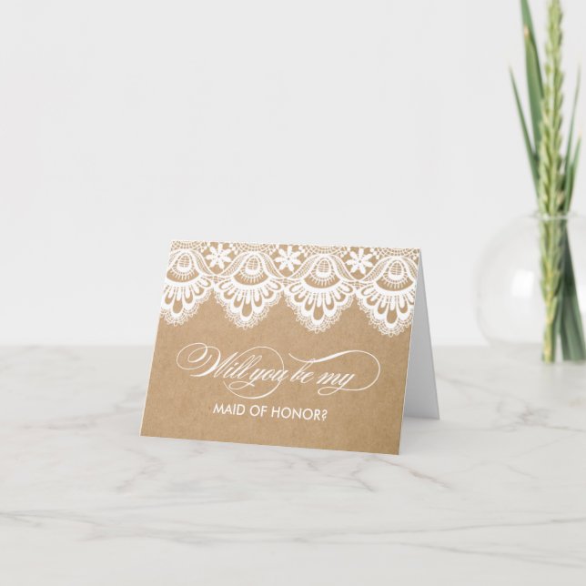 INVITATION RUSTIC LACE | MAID OF HONOR CARDS (Devant)