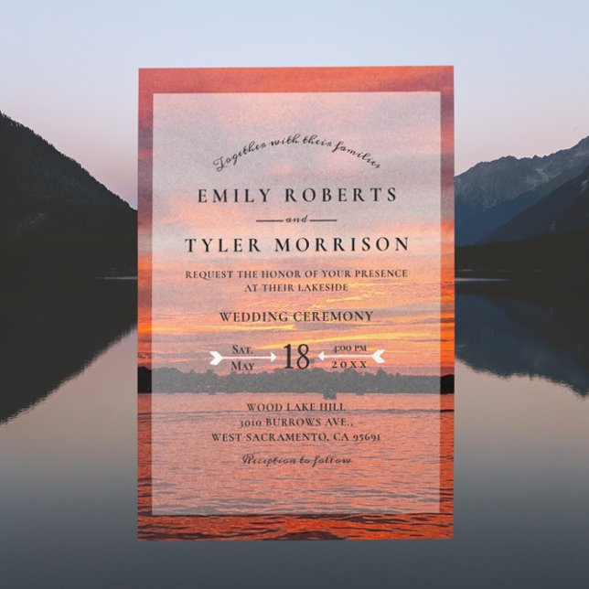 Invitation Rustic Lake Sunset Lakeside Wedding Invite © (Créateur téléchargé)