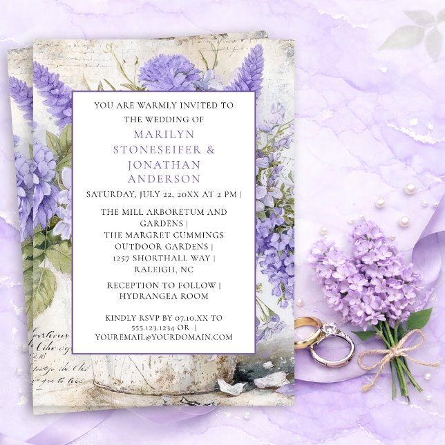 Invitation Rustic Lavender Flowers Tin Bucket Wedding | (Créateur téléchargé)