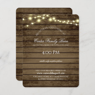 Invitation Rustic Lights et Barn Wood Détails Mariage