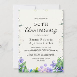 Invitation Rustic Lilac 50e anniversaire de Mariage Invitatio