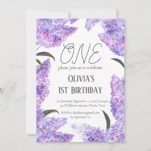 Invitation Rustic Lilac Premier anniversaire Fleur sauvage An