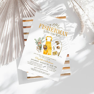 Invitation Rustic Little Fisherman Est En Route Baby shower