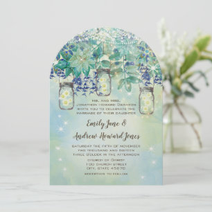 Invitation Rustic Luxe Navy Gold Mason Jar