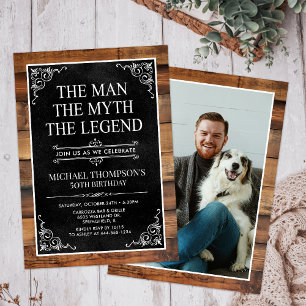 Invitation Rustic Man Myth Legend Photo 50th Birthday