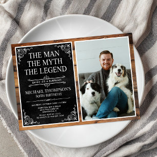 Invitation Rustic Man Myth Légende Surprise 50e anniversaire
