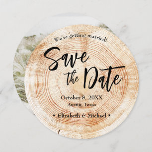 Invitation Rustic Mariage Wood Enregistrer la photo de la dat