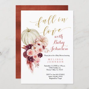 Invitation Rustic Marsala Citrouille tomber dans le Baby show