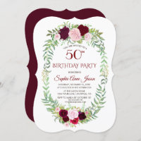 Rustic Marsala Floral Wreath 50e anniversaire