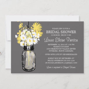 Invitation Rustic Mason Jar et Fleur sauvage Daisies