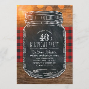 Invitation Rustic Mason Jar Jardin 40e fête d'anniversaire