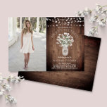 Invitation Rustic Mason Jar Lights Sweet 16 Anniversaire Phot<br><div class="desc">Ce design présente des fleurs d'haleine d'aquarelle dainty bébé dans un vase en bocal de maçon sur un arrière - plan en bois rustique et espace pour une photo. Cliquez sur le bouton personnaliser pour plus de flexibilité dans la modification du texte ou le déplacement des graphiques! Des variantes de...</div>