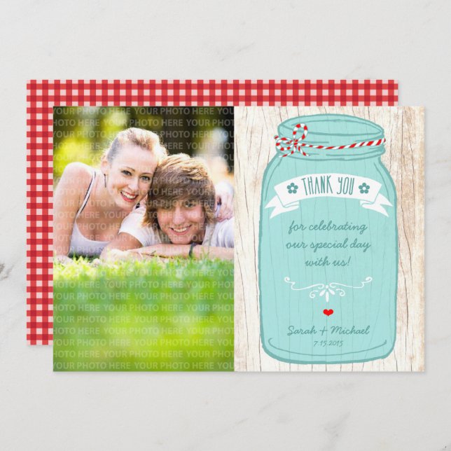 Invitation Rustic Mason Jar sur l'écorce Mariage illustré (Devant / Derrière)