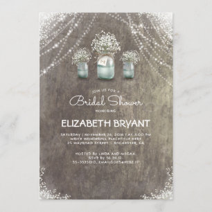 Invitation Rustic Mason Jars Fête des mariées du souffle du b
