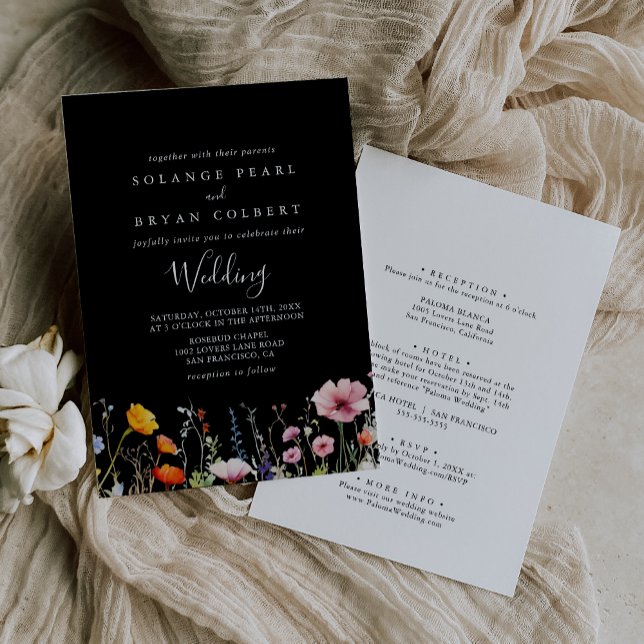 Invitation Rustic Meadow Botanical Front & Back Wedding (Créateur téléchargé)