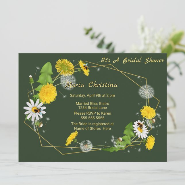 Invitation Rustic Meadow Flowers Bridal Shower (Debout devant)