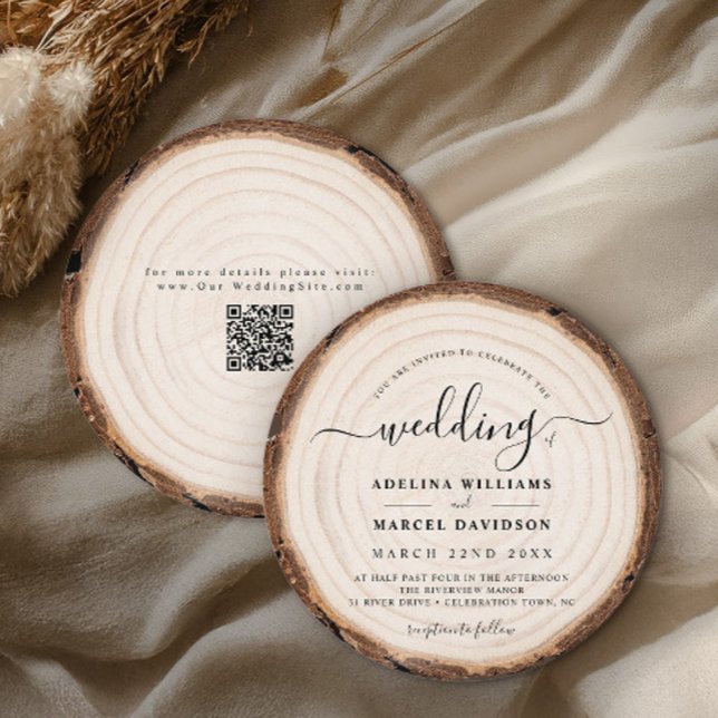 Invitation Rustic Modern Wood Natural Elegant Barn Wedding (Créateur téléchargé)