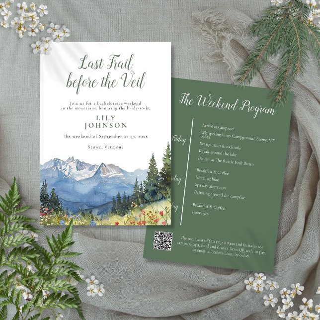 Invitation Rustic Mountain Camp Randonnée Bachelorette Week-e (Rustic Mountain Camp Hiking Bachelorette Weekend Invitation)