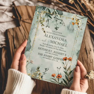 Invitation Rustic Mountain Fleur sauvage Boho Mariage
