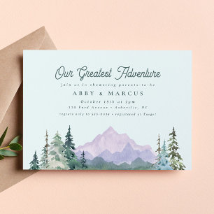 Invitation Rustic Mountain Forest Adventure Baby shower vert